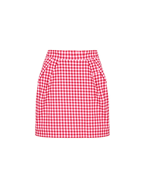 Red Checked Cotton Top & Mini Skirt, 3 Red Checked Cotton Top & Mini Skirt, 3