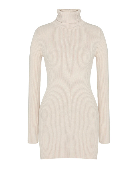 Light Beige Rib Jersey Mini Dress, 1
