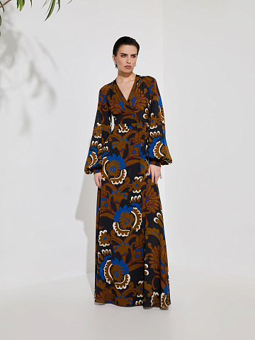 Brown floral-print maxi dress, 2