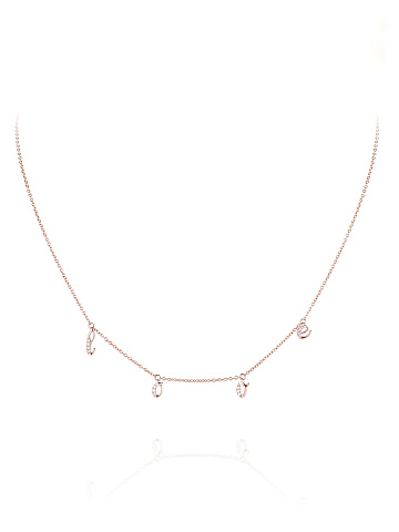 Rose Gold & Round-cut Diamonds "Love" Necklace, 1
