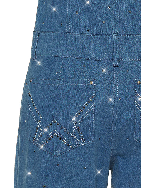 Blue Rhinestones Denim Jumpsuit, 4