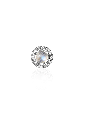 Single white gold earring with moonstone and diamonds, 1