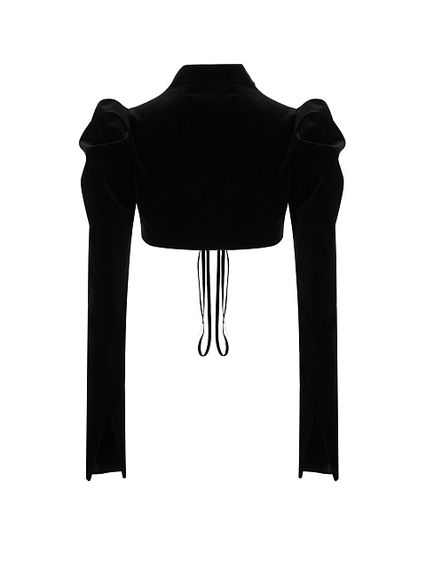 Black Velvet Cropped Blazer, 2