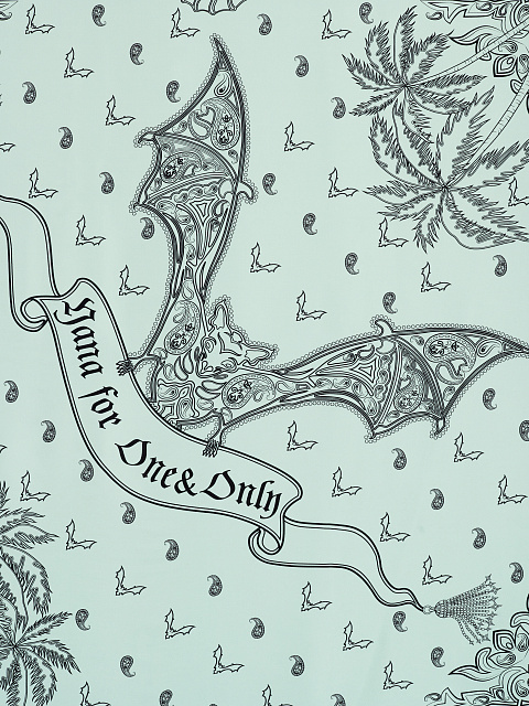 Mint Green Silk Printed Scarf, 2