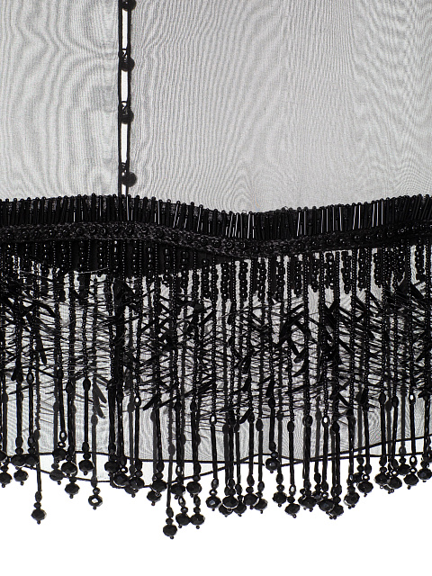 Black Organza Cape With Beaded Fringe, 8