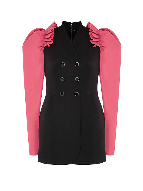 Black mini dress with voluminous sleeves, 1