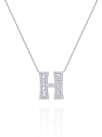 Necklace with an H‑shaped pendant in white gold and diamonds, 1