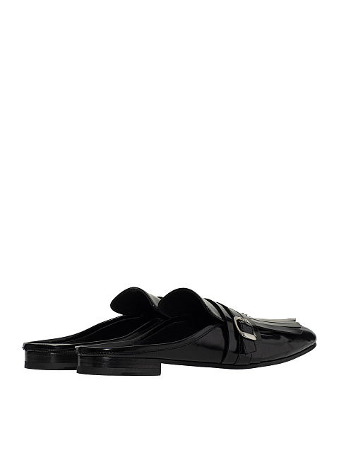Leather mules with fringe, 5