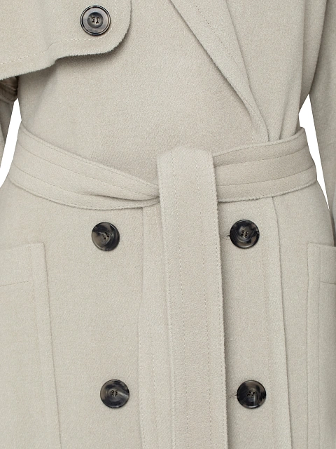 Beige Double Breasted Wool Trench, 4