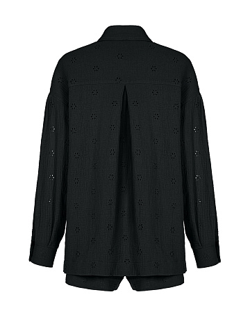 Black Embroidered Muslin Set, 2