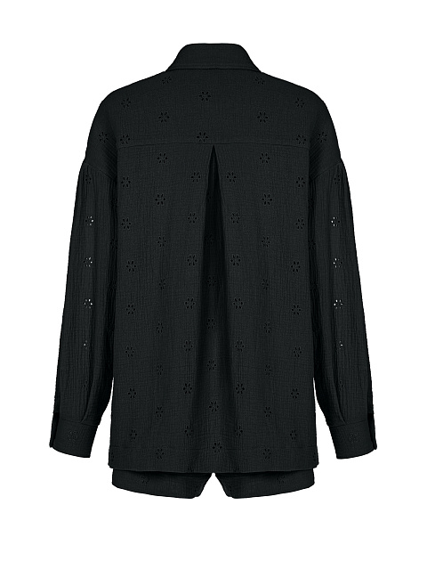 Black Embroidered Muslin Set, 2