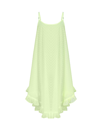 Lime Green Polka-Dot Chiffon Girl's Sundress, 1