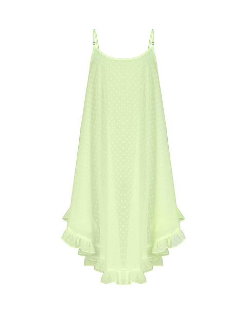 Lime Green Polka-Dot Chiffon Girl's Sundress, 1
