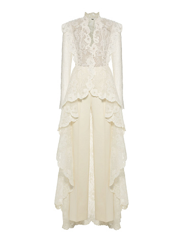 White Lace Tailcoat & Pants Suit, 1