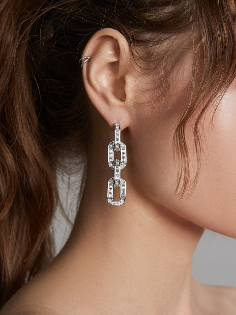 White Gold & Baguette Cut Diamonds Earrings, 6
