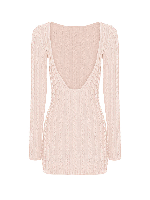 Light Pink Knitted Open Back Mini Dress, 2