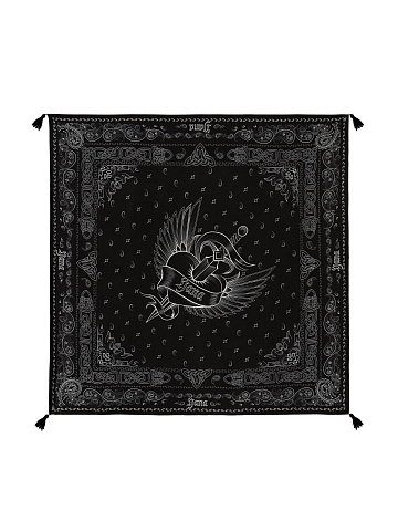 Black Silk Printed Scarf, 1