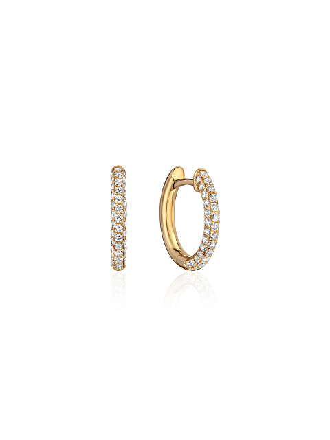 Yellow gold hoops with diamonds, 1