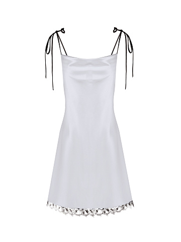 Light Grey Lace Trimmed Slip Dress, 1