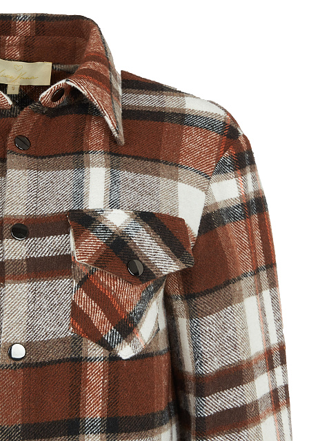 Brown Checked Wool Overshirt, 3