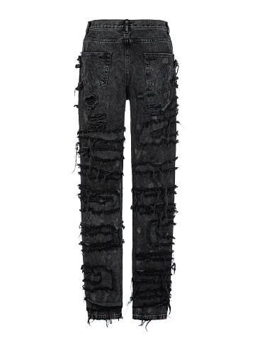 Black Distressed Cotton Jeans, 2