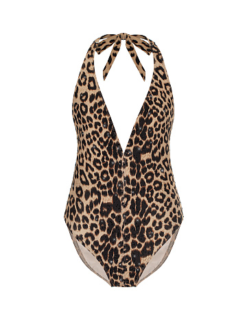 Leopard One Piece Halter Swimsuit, 1