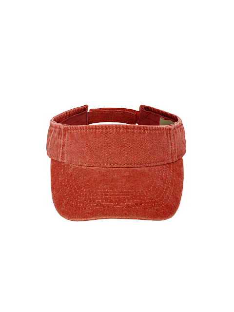 Orange Embroidered Denim Visor, 2