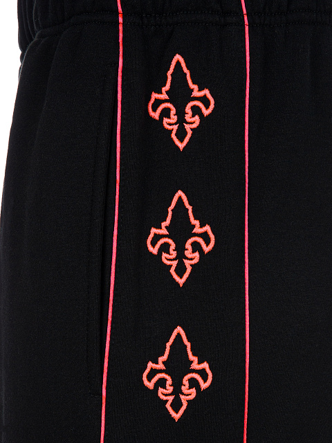 Black & Hot Pink Lily Embroidered Jersey Suit, 5