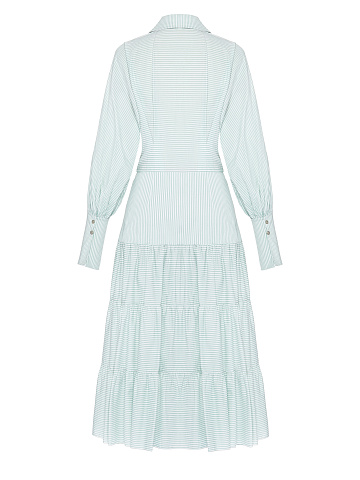Light Green Striped Shirt Midi Dress, 2
