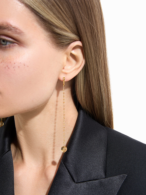 Long yellow gold earrings with citrine beads, 3