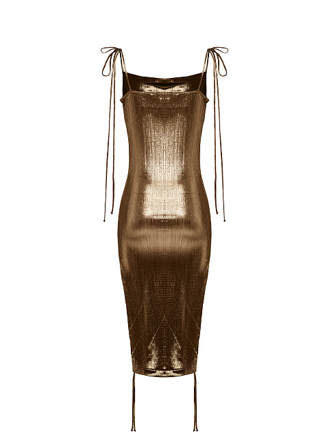 Metallic Brown Jersey Transformer Dress, 5