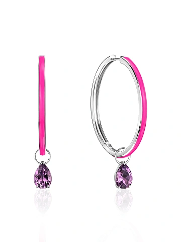 White Gold & Amethyst Hoop Pendant, 2