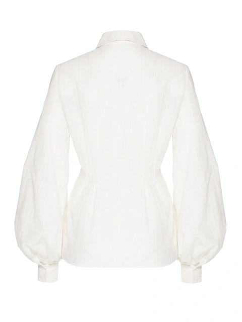 White striped cotton blouse with voluminous sleeves, 2