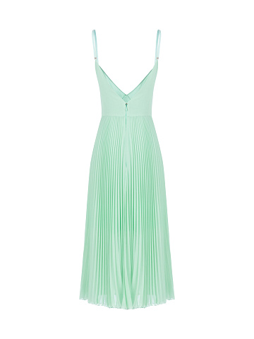 Light Green Pleated Chiffon Midi Dress, 2