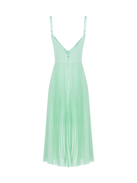 Light Green Pleated Chiffon Midi Dress, 2