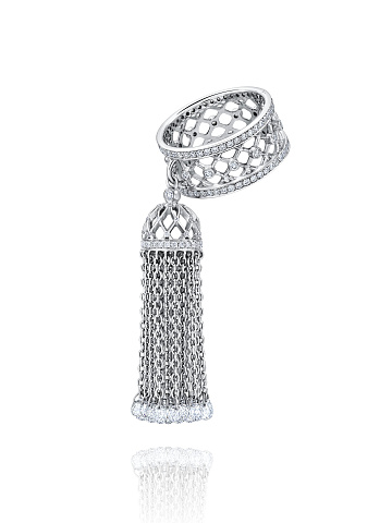 White Gold Diamond Tassel Ring, 1
