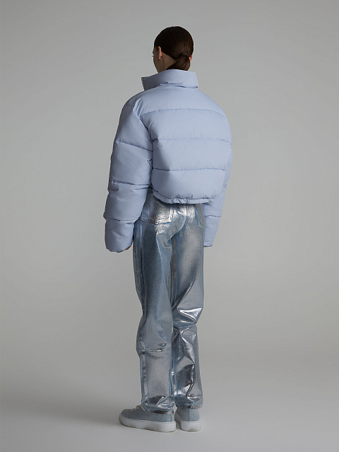 Blue cropped down jacket, 6