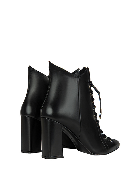 Black Leather Lace-Up Ankle Boots, 3