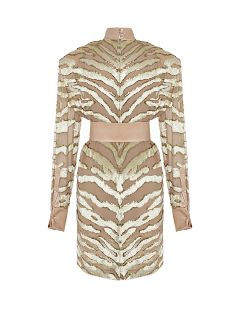 Beige devoré velvet midi dress, 2 Beige devoré velvet midi dress, 2