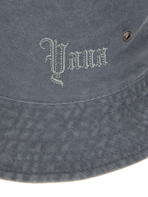 Grey Embroidered Cotton Bucket Hat, 3