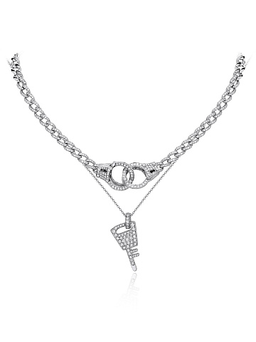 Round Diamond & White Gold Necklace, 1