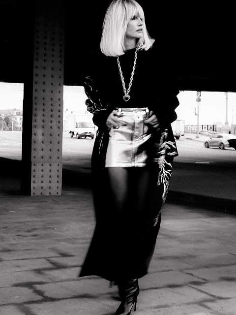 Silver Plated Denim Mini Skirt, 6