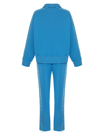 Bright Blue & White "Yana" Embroidered Jersey Suit, 2