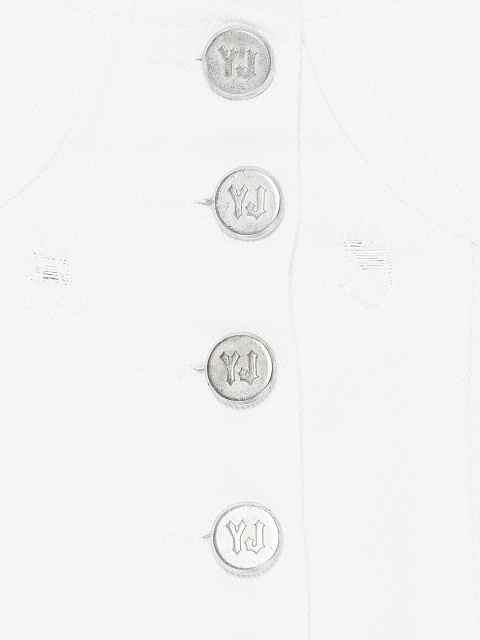 White Distressed Denim Top, 3