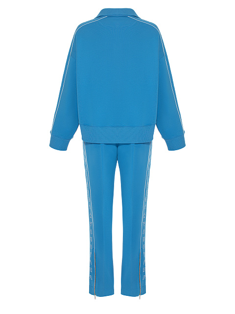 Bright Blue & White "Yana" Embroidered Jersey Suit, 2 Bright Blue & White "Yana" Embroidered Jersey Suit, 2