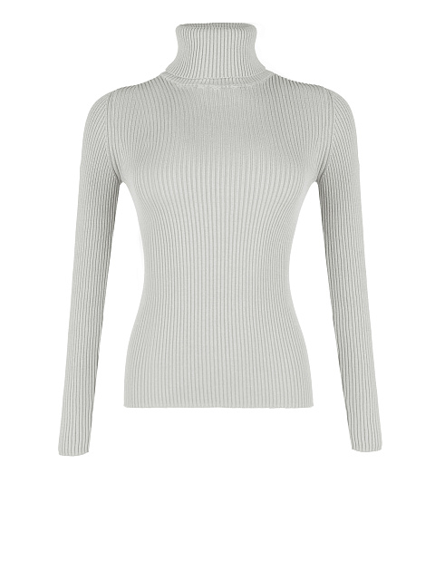 Light Grey Rib Knit Jersey Turtleneck, 1 Light Grey Rib Knit Jersey Turtleneck, 1