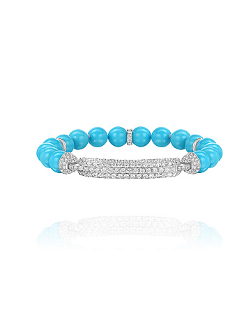 White gold bracelet with turquoise beads and diamonds, 1