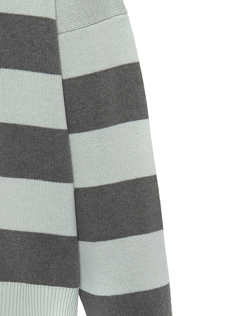 Grey & Mint Striped Cotton Pullover, 3 Grey & Mint Striped Cotton Pullover, 3
