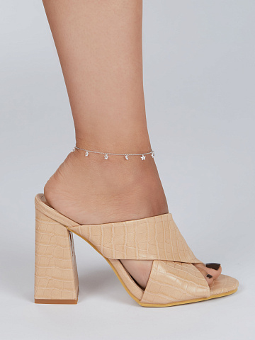 Silver & Star Shaped Cubic Zirkonia Anklet, 2