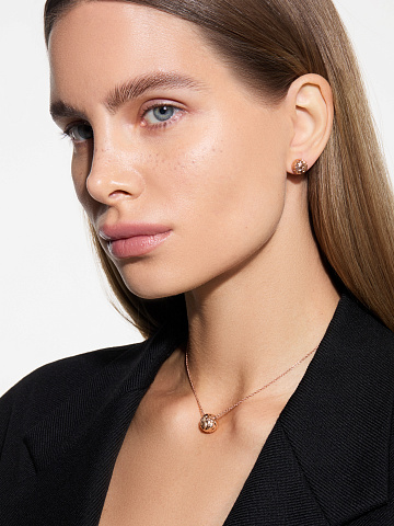 Small "Dragon" stud earrings in rose gold, 2